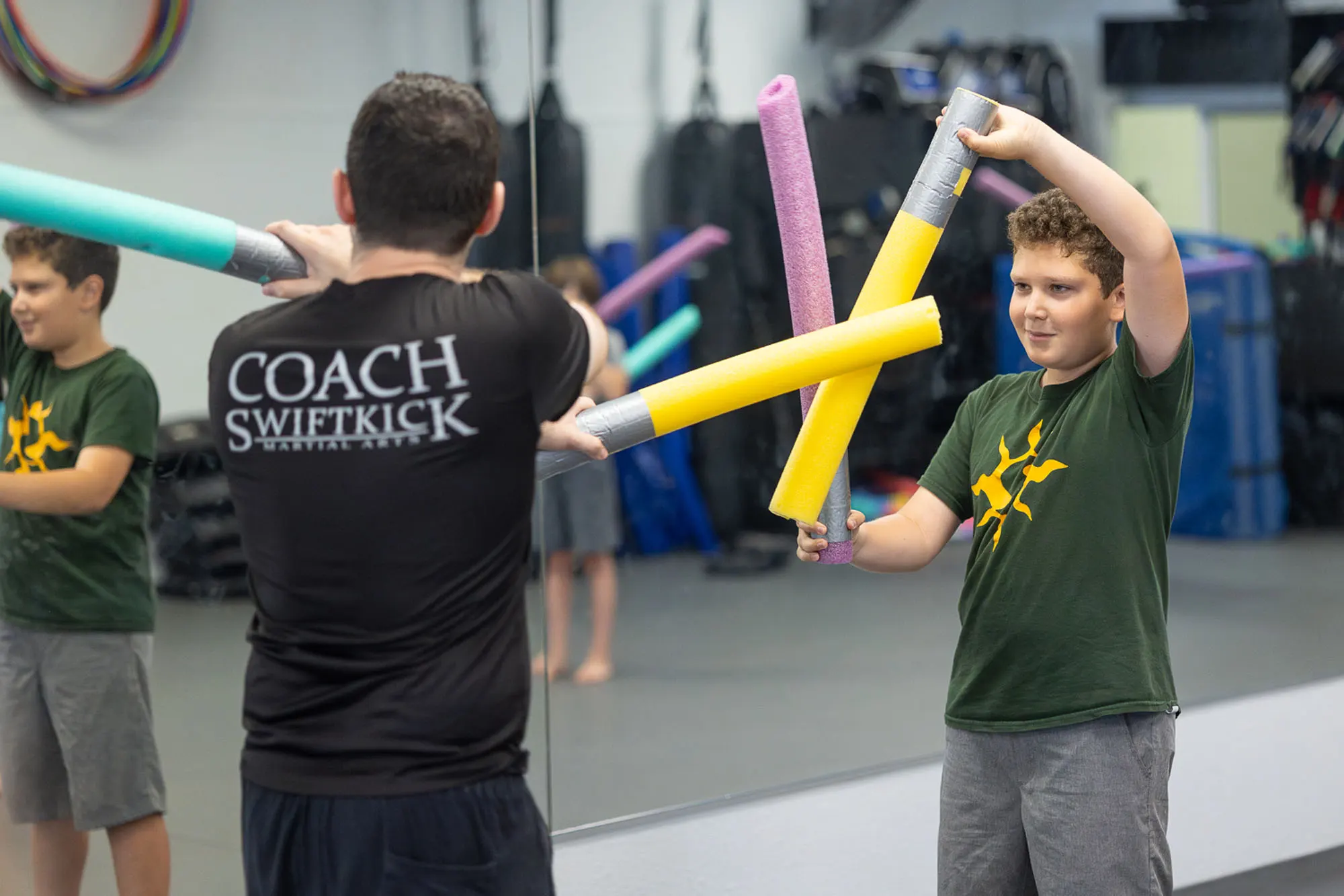 Kids having fun at ninja birthday party at SwiftKick Martial Arts