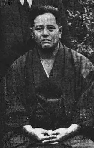 Historical photograph of Chojun Miyagi, founder of Goju-ryu karate.