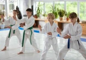 young martial arts students in gis